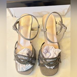 Elegant Gray Strappy Sandals DB studio dress formal size 7.5 Like new!